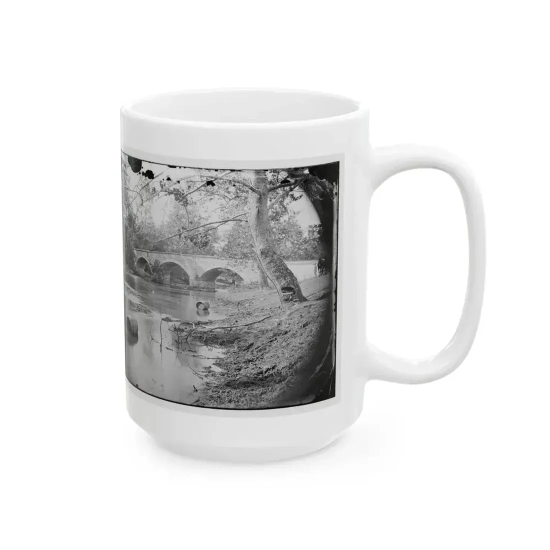 Antietam, Maryland. Burnside Bridge, Looking Up Stream (U.S. Civil War) White Coffee Mug - Go Mug Yourself