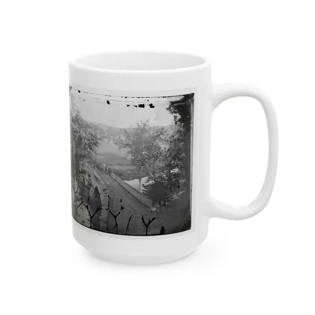 Antietam, Maryland. Burnside Bridge. Photographed From A Tree (U.S. Civil War) White Coffee Mug - Go Mug Yourself