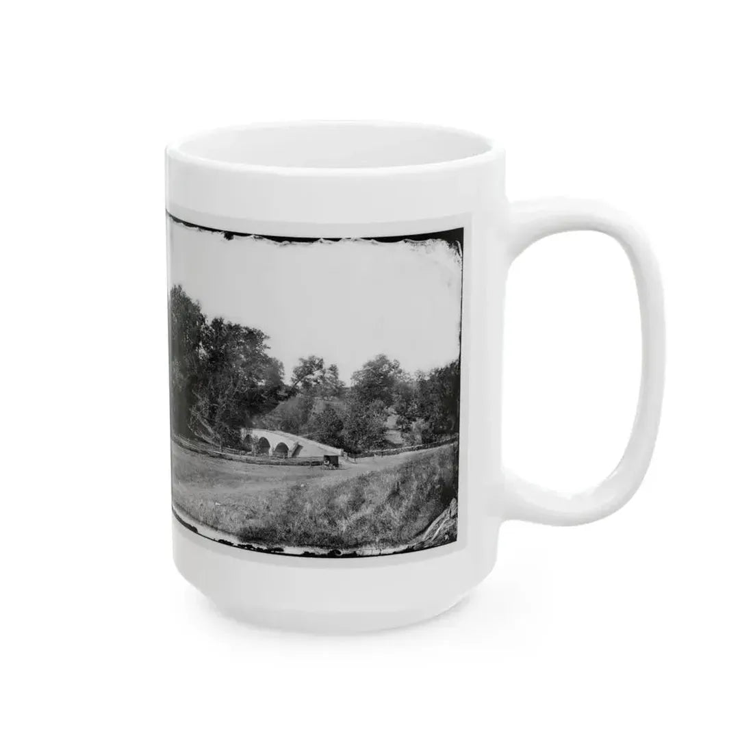Antietam, Maryland. Burnside Bridge. Southeastern View (U.S. Civil War) White Coffee Mug - Go Mug Yourself