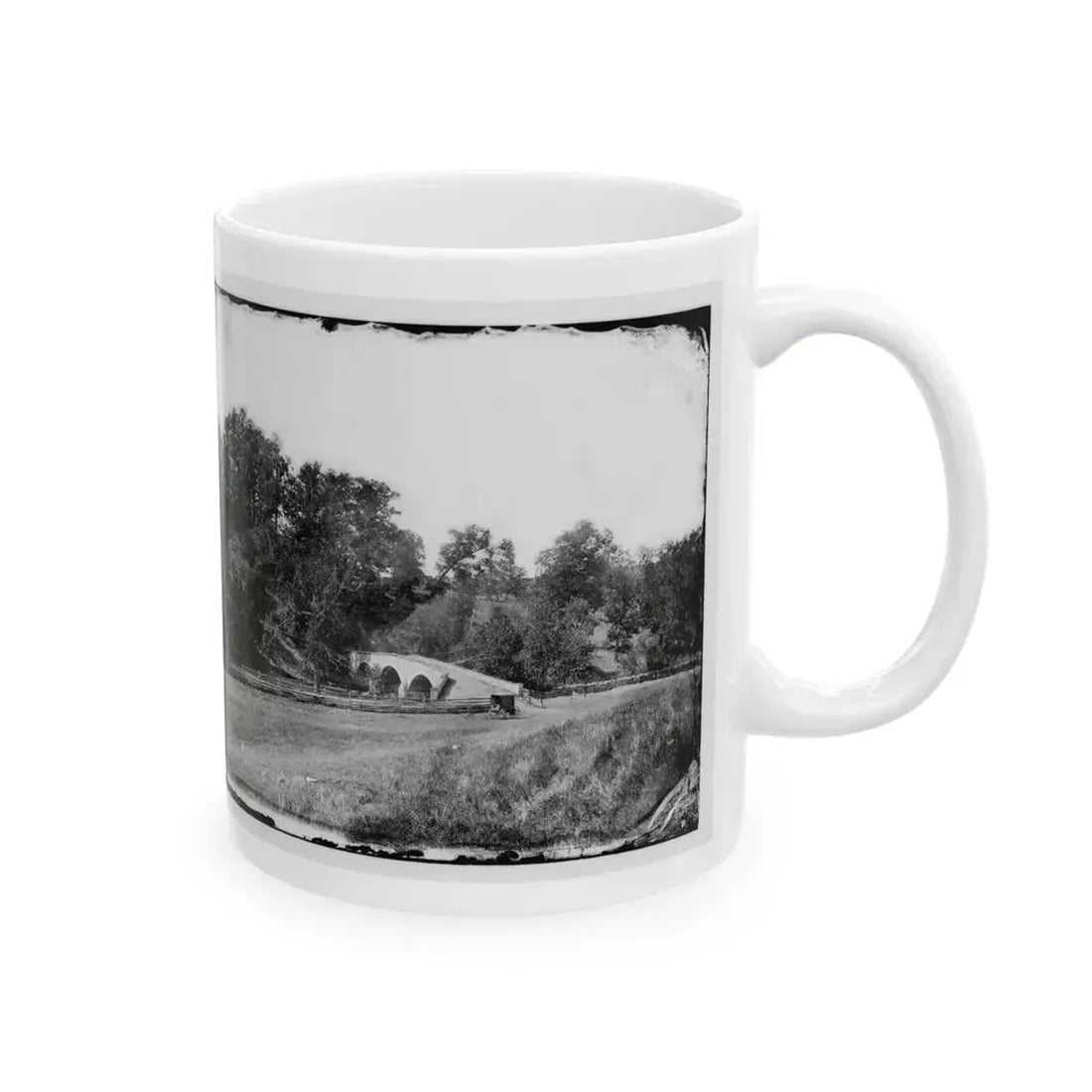 Antietam, Maryland. Burnside Bridge. Southeastern View (U.S. Civil War) White Coffee Mug - Go Mug Yourself