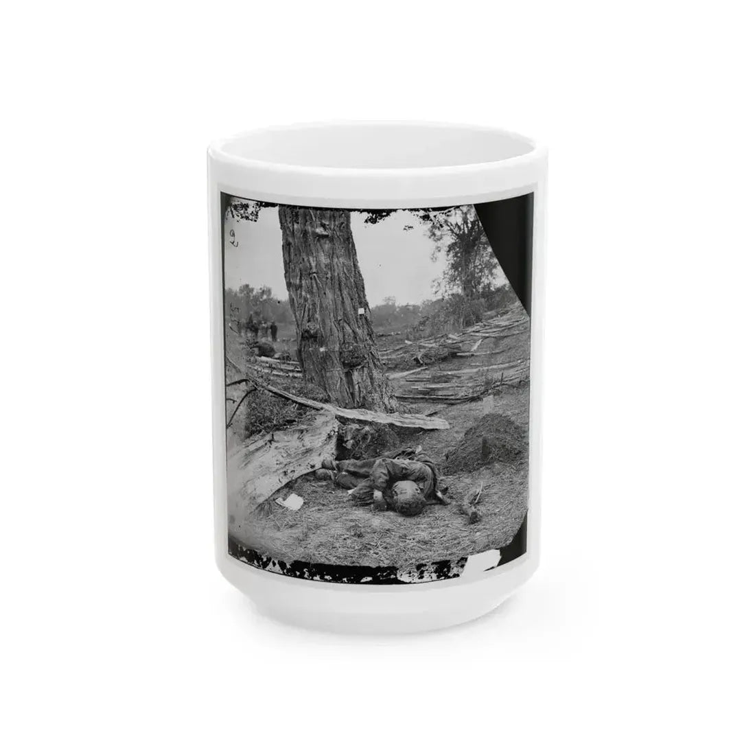 Antietam, Maryland. Federal Buried, Confederate Unburied, Where They Fell (U.S. Civil War) White Coffee Mug 15oz - Go Mug Yourself