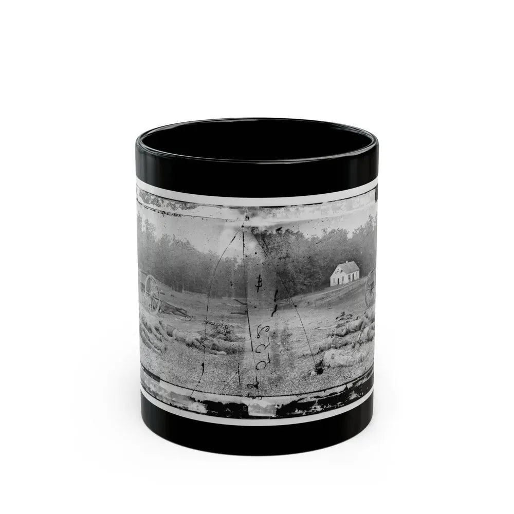Antietam, Maryland. Field Where Sumner's Corps Charged. Bodies Of Confederate In Front Of The Dunker Church (U.S. Civil War) Black Coffee Mug 11oz - Go Mug Yourself