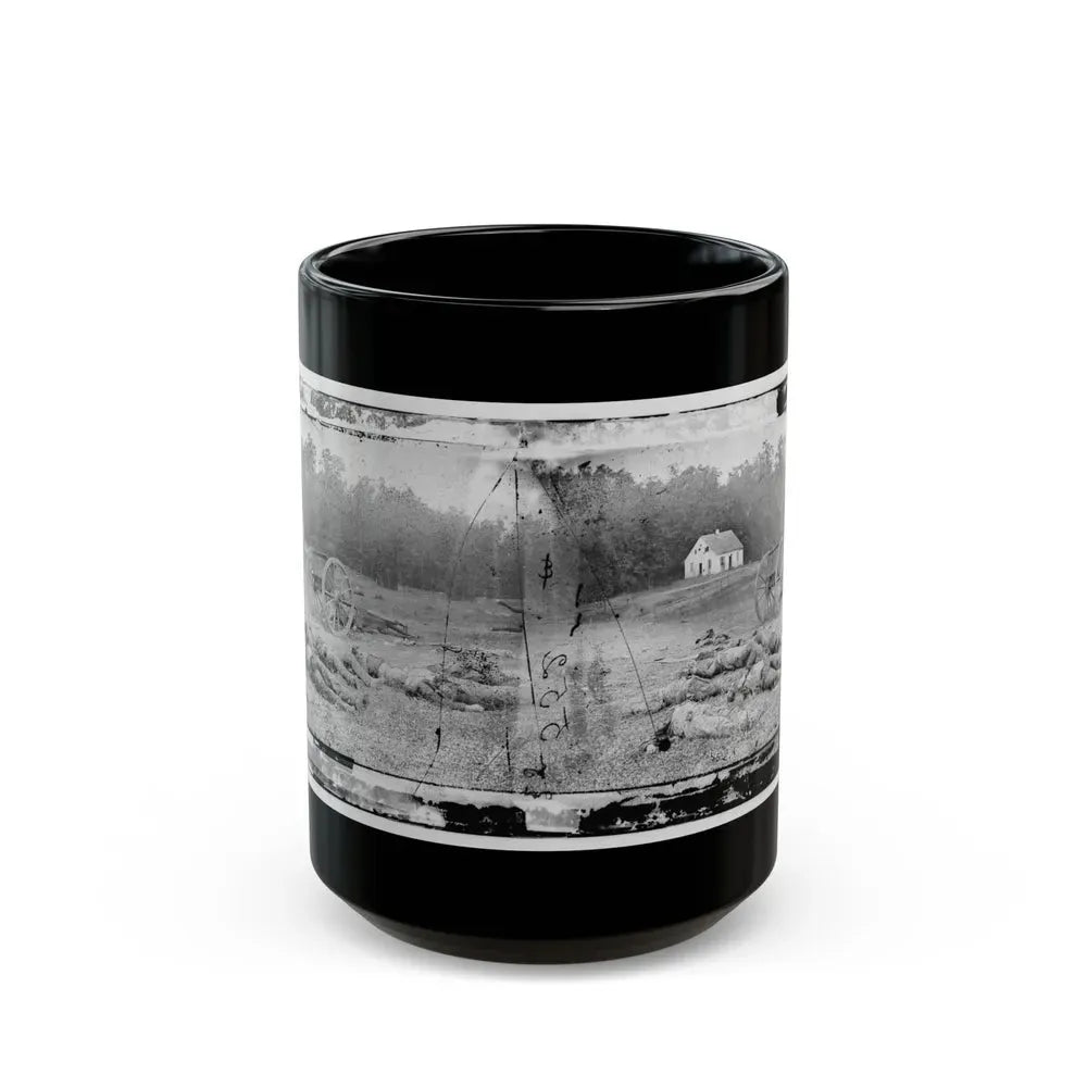 Antietam, Maryland. Field Where Sumner's Corps Charged. Bodies Of Confederate In Front Of The Dunker Church (U.S. Civil War) Black Coffee Mug 15oz - Go Mug Yourself