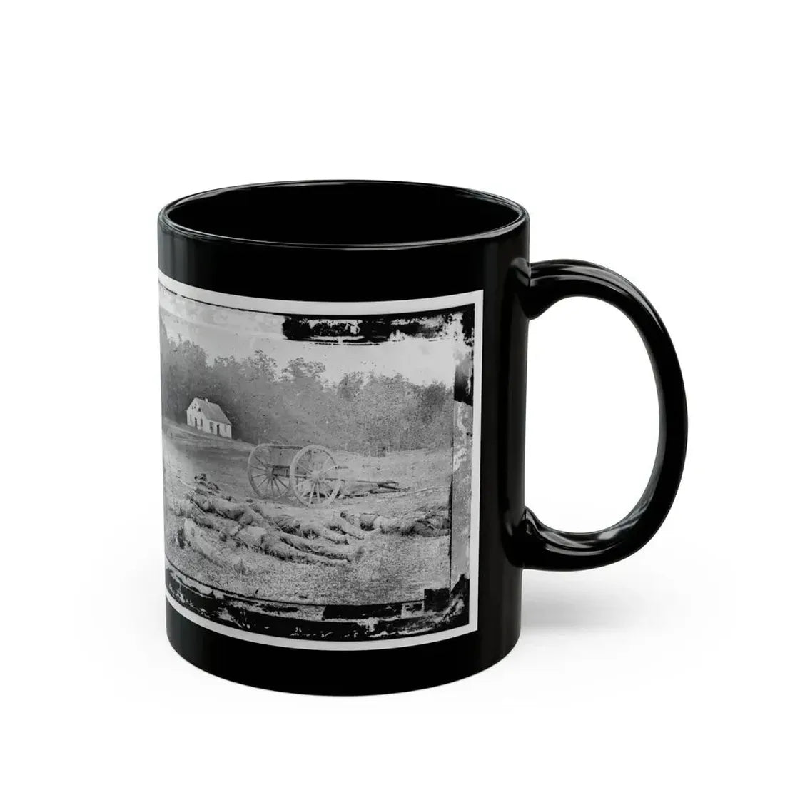 Antietam, Maryland. Field Where Sumner's Corps Charged. Bodies Of Confederate In Front Of The Dunker Church (U.S. Civil War) Black Coffee Mug - Go Mug Yourself