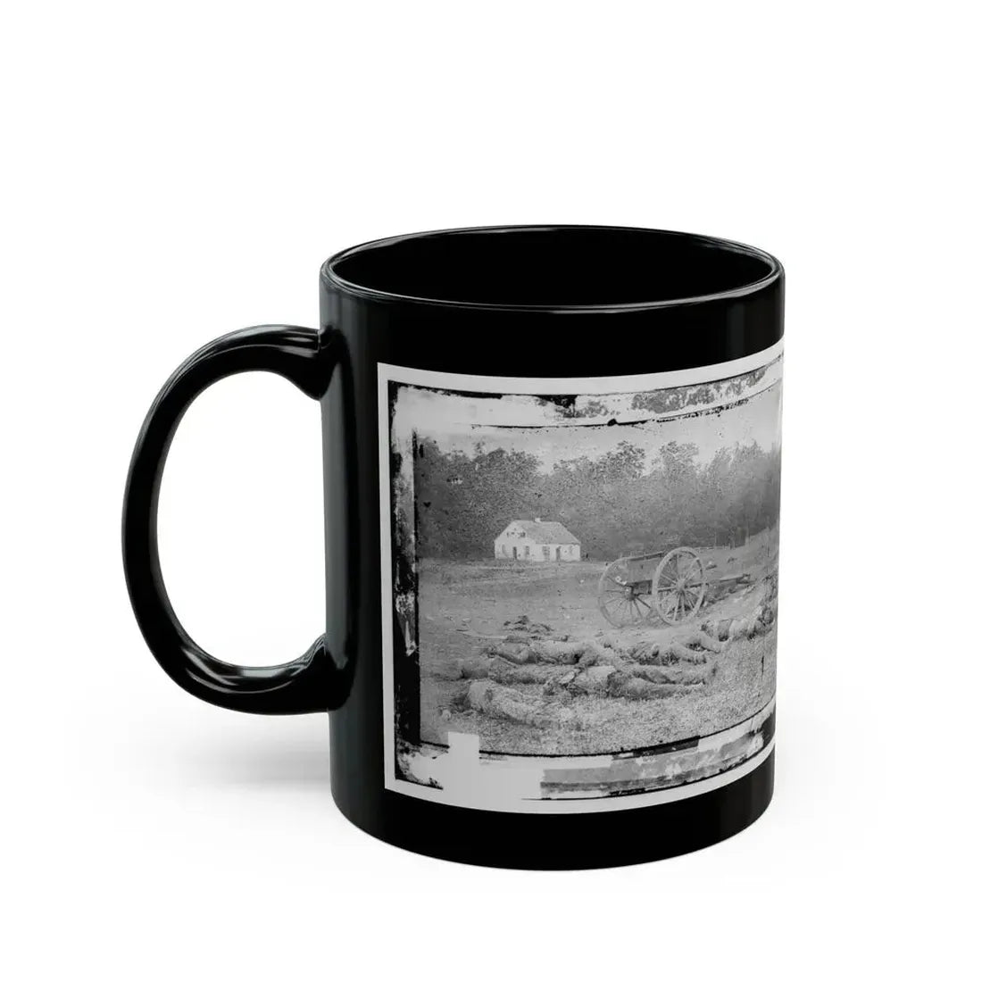 Antietam, Maryland. Field Where Sumner's Corps Charged. Bodies Of Confederate In Front Of The Dunker Church (U.S. Civil War) Black Coffee Mug - Go Mug Yourself