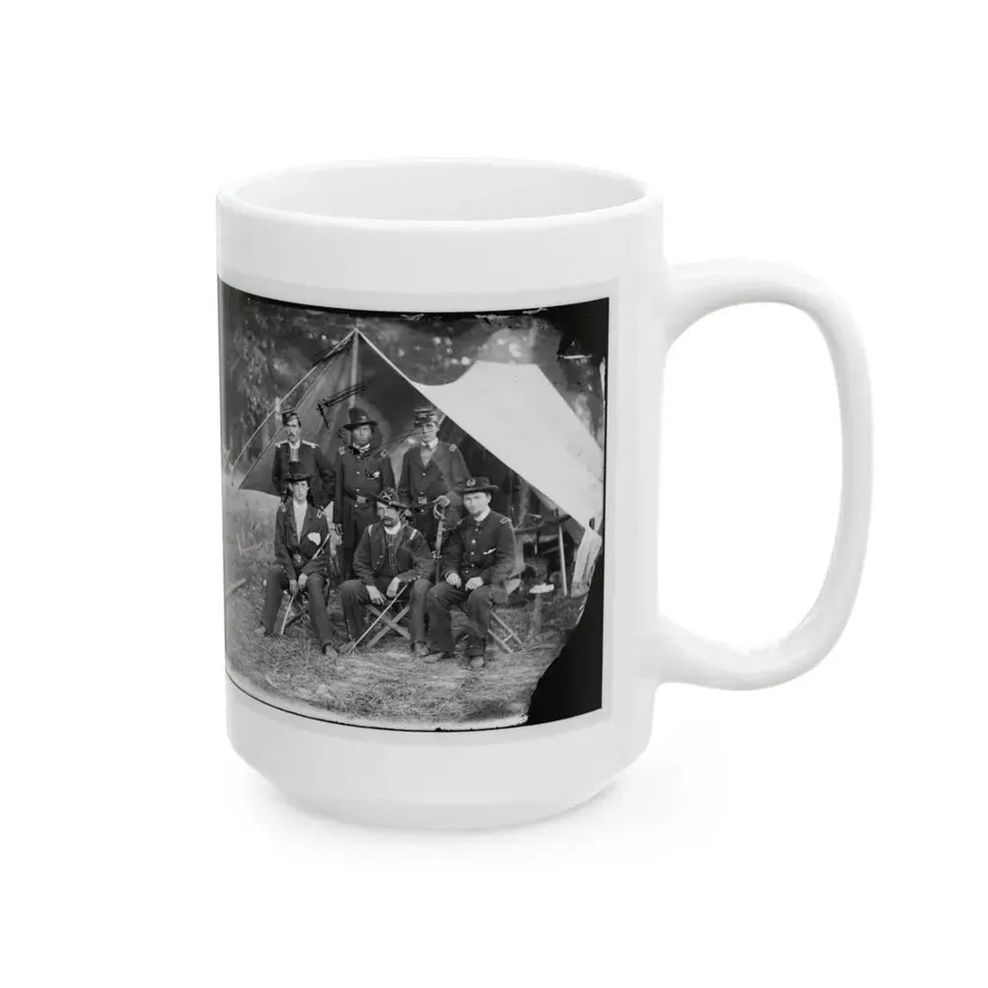 Antietam, Maryland. Group Of Federal Artillery Offices On Battlefield (U.S. Civil War) White Coffee Mug - Go Mug Yourself