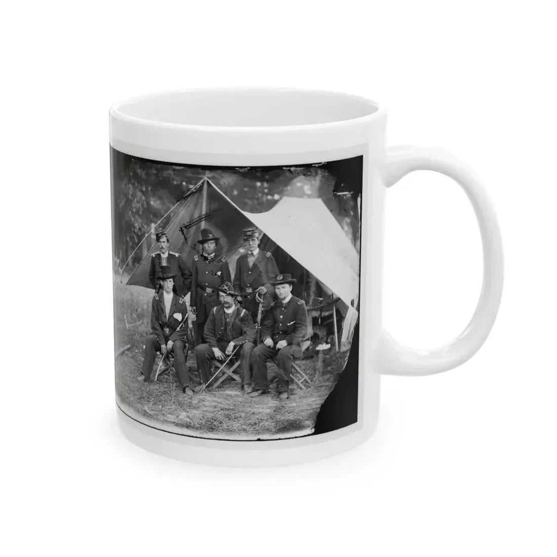 Antietam, Maryland. Group Of Federal Artillery Offices On Battlefield (U.S. Civil War) White Coffee Mug - Go Mug Yourself