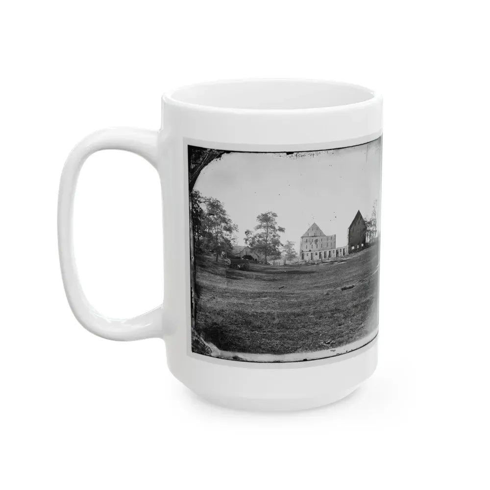 Antietam, Maryland. Real's Barn, Burned By The Bursting Of A Federal Shell At The Battle Of Antietam (U.S. Civil War) White Coffee Mug - Go Mug Yourself