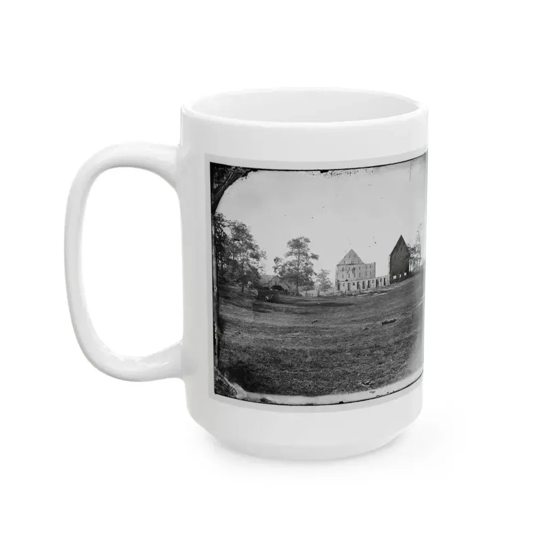 Antietam, Maryland. Real's Barn, Burned By The Bursting Of A Federal Shell At The Battle Of Antietam (U.S. Civil War) White Coffee Mug - Go Mug Yourself