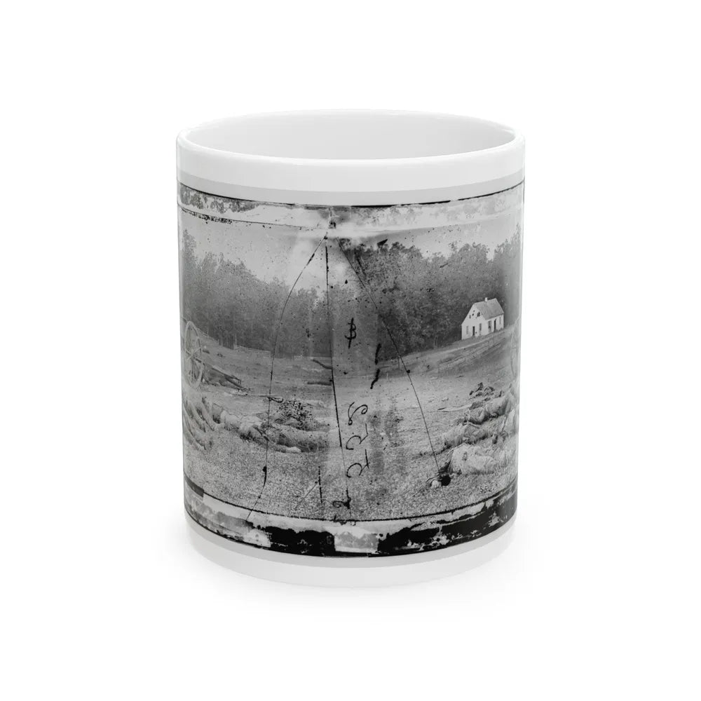 Antietam, Maryland. Field Where Sumner's Corps Charged. Bodies Of Confederate In Front Of The Dunker Church (U.S. Civil War) White Coffee Mug-11oz-Go Mug Yourself