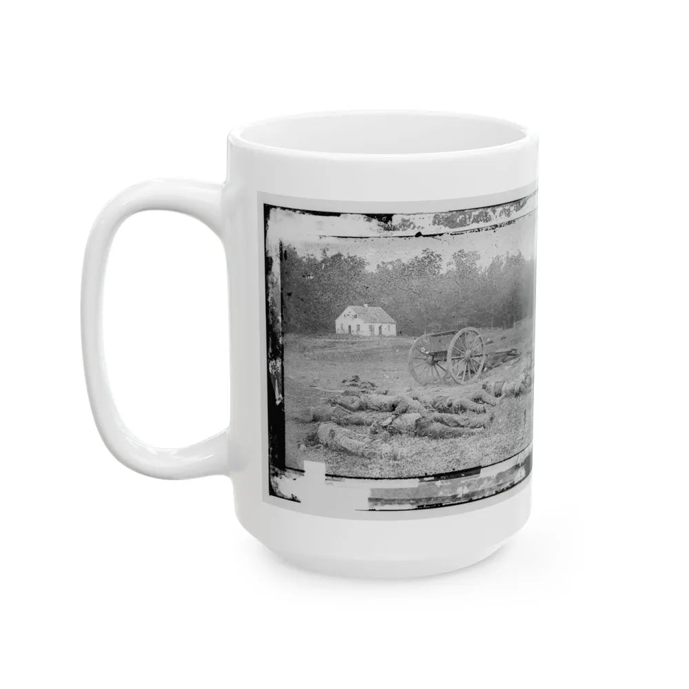 Antietam, Maryland. Field Where Sumner's Corps Charged. Bodies Of Confederate In Front Of The Dunker Church (U.S. Civil War) White Coffee Mug-Go Mug Yourself
