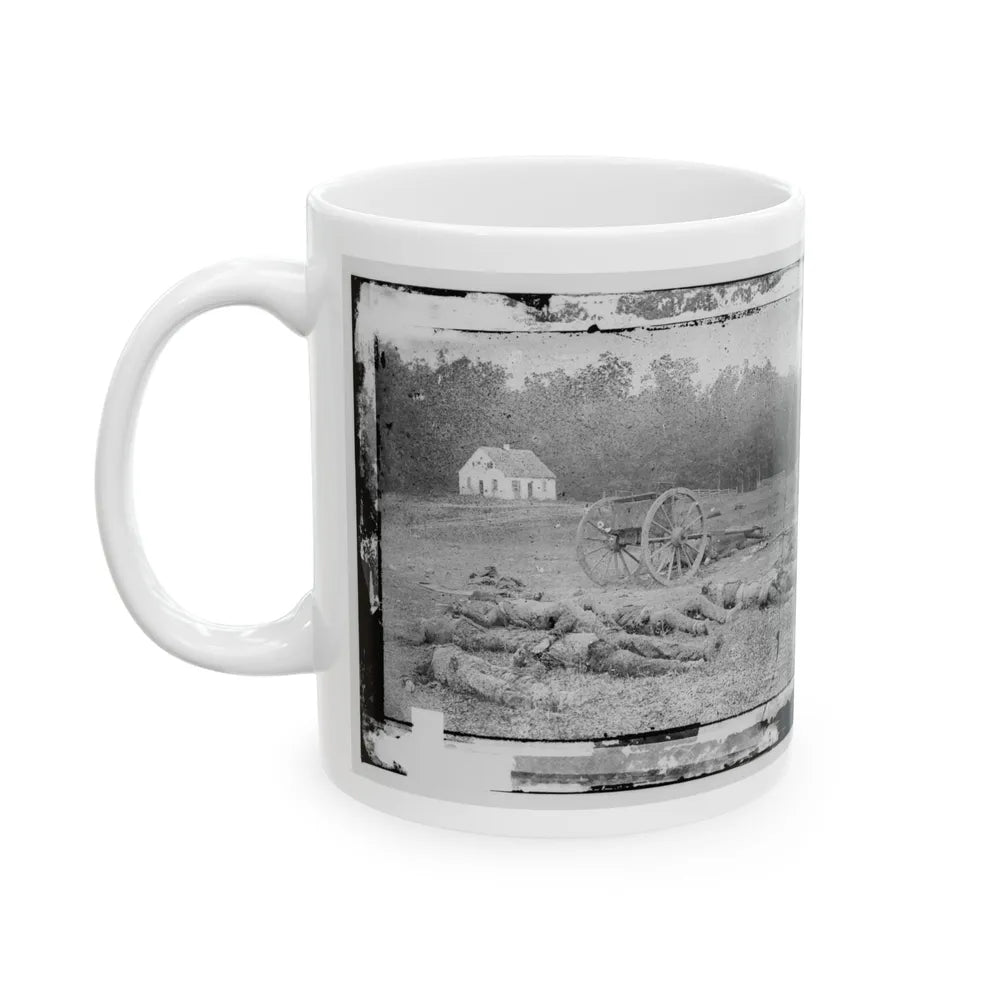 Antietam, Maryland. Field Where Sumner's Corps Charged. Bodies Of Confederate In Front Of The Dunker Church (U.S. Civil War) White Coffee Mug-Go Mug Yourself