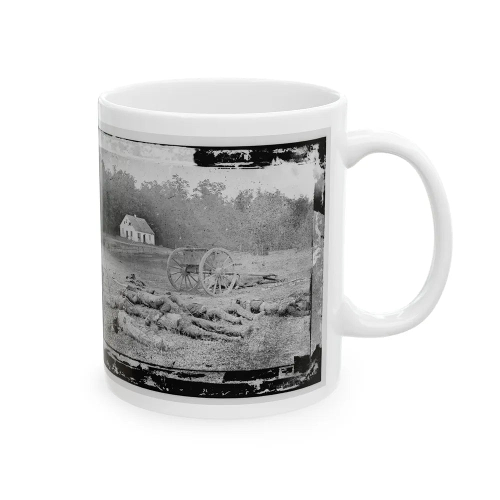 Antietam, Maryland. Field Where Sumner's Corps Charged. Bodies Of Confederate In Front Of The Dunker Church (U.S. Civil War) White Coffee Mug-Go Mug Yourself