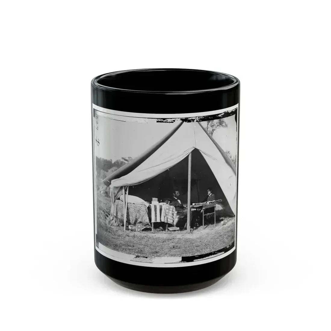 Antietam, Md. President Lincoln And Gen. George B. Mcclellan In The General's Tent; Another View (U.S. Civil War) Black Coffee Mug 15oz - Go Mug Yourself