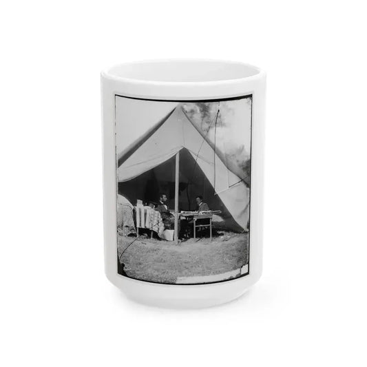 Antietam, Md. President Lincoln And Gen. George B. Mcclellan In The General's Tent (U.S. Civil War) White Coffee Mug 15oz - Go Mug Yourself