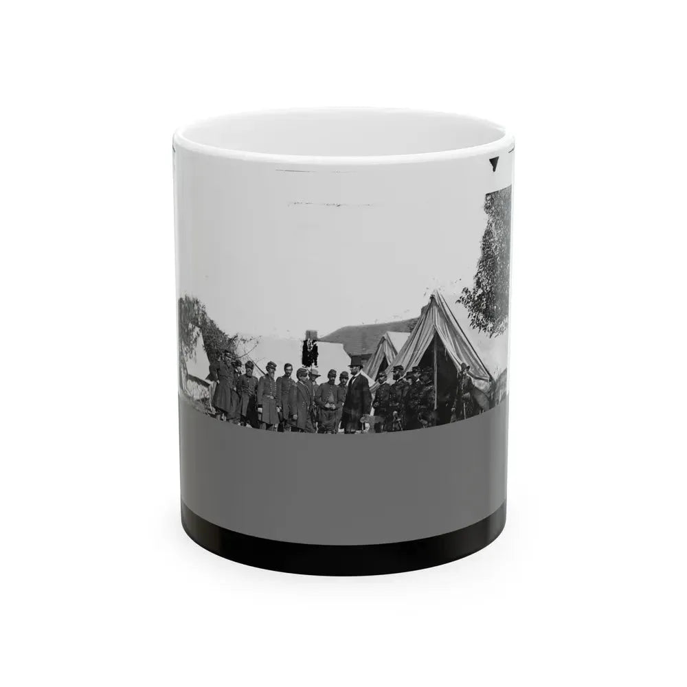 Antietam, Md. President Lincoln With Gen. George B. Mcclellan And Group Of Officers (U.S. Civil War) White Coffee Mug 11oz - Go Mug Yourself