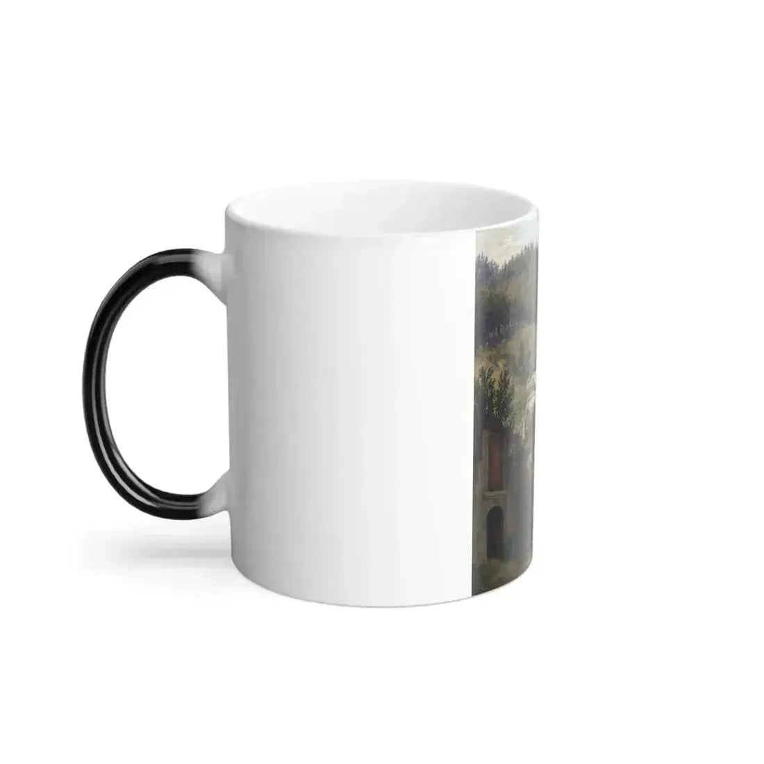 Anton Schiffer (1811-1876) Scene from Hallstatt - Oil on Paper mounted on Canvas - Color Changing Mug 11oz - Go Mug Yourself