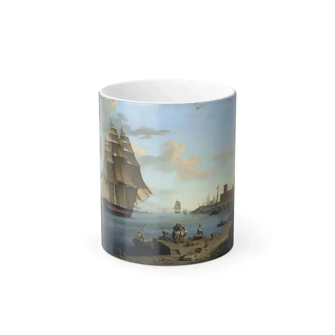 Anton Schranz (1769-1839) A British Frigate Leaving Port Mahon, Minorca - Oil on Canvas - Color Changing Mug 11oz 11oz - Go Mug Yourself