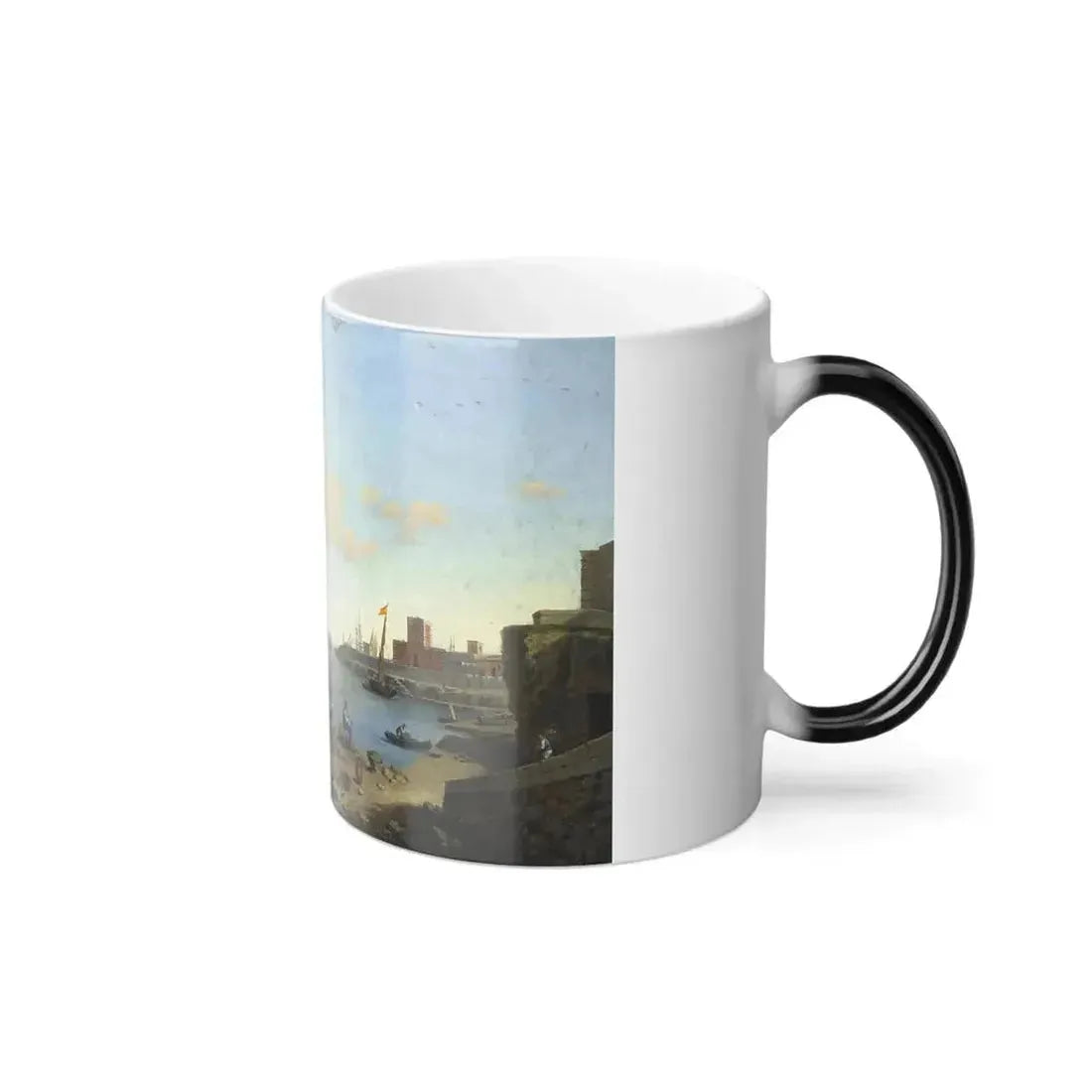 Anton Schranz (1769-1839) A British Frigate Leaving Port Mahon, Minorca - Oil on Canvas - Color Changing Mug 11oz - Go Mug Yourself