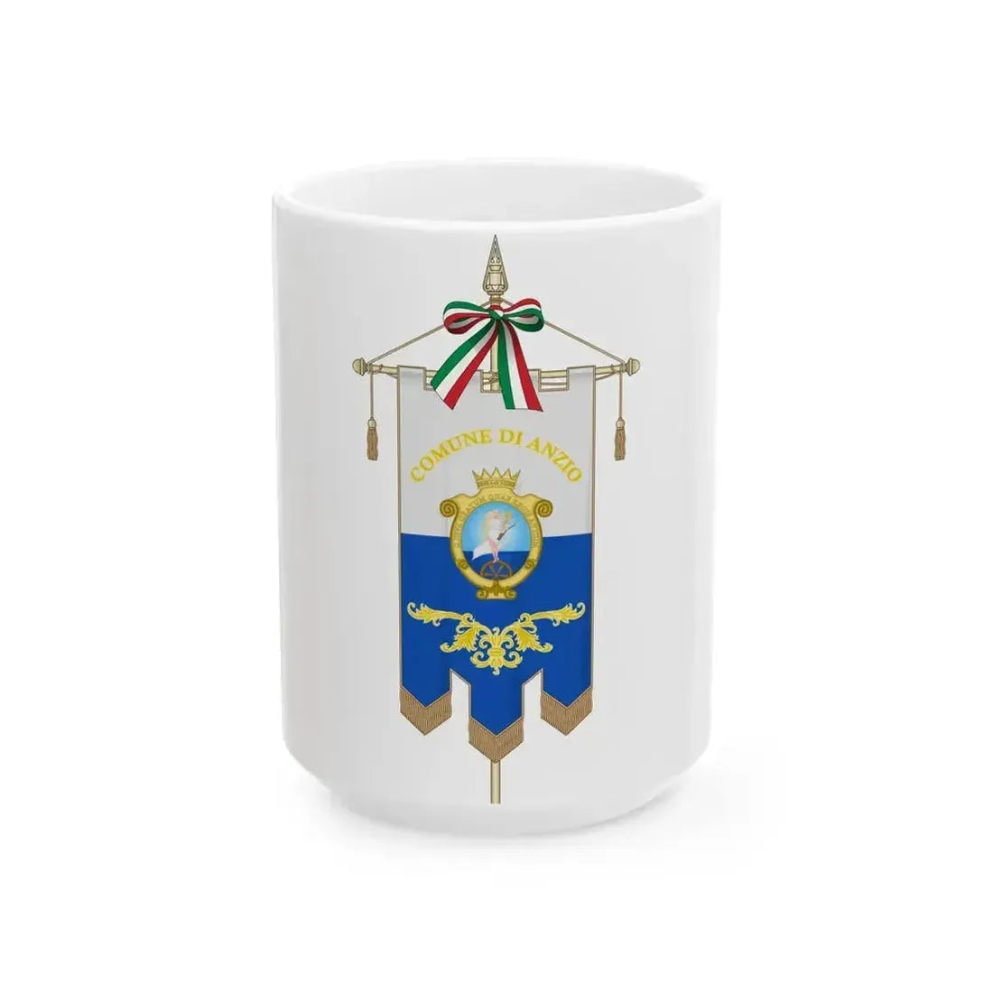 Anzio-Gonfalone (Italy) White Coffee Mug 15oz - Go Mug Yourself