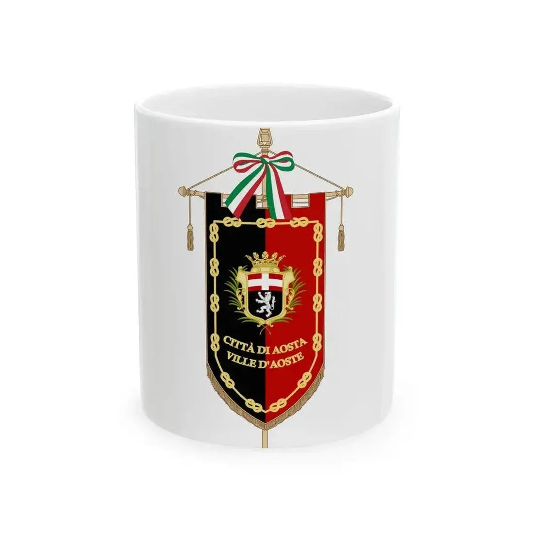 Aosta-Gonfalone (Italy) White Coffee Mug 11oz - Go Mug Yourself