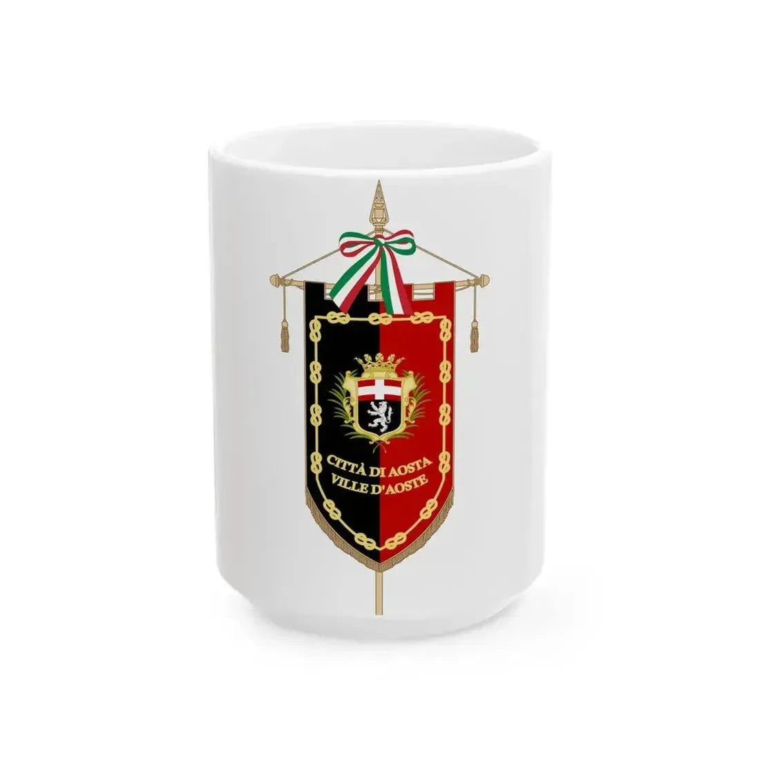 Aosta-Gonfalone (Italy) White Coffee Mug 15oz - Go Mug Yourself