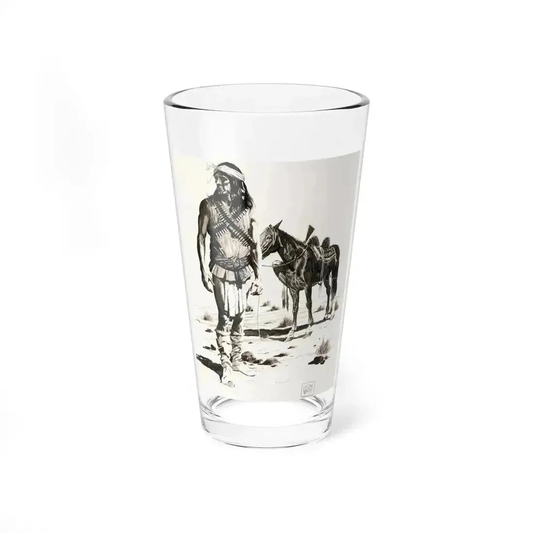 Apache Indian (Magazine Illustration) Pint Glass 16oz 16oz - Go Mug Yourself