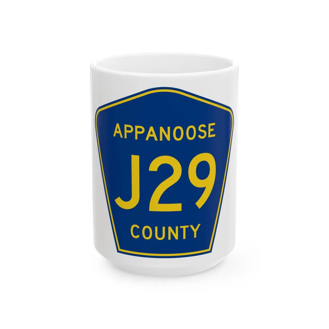Appanoose County Route J29 IA (Iowa) (Road Sign) White Coffee Mug 15oz - Go Mug Yourself