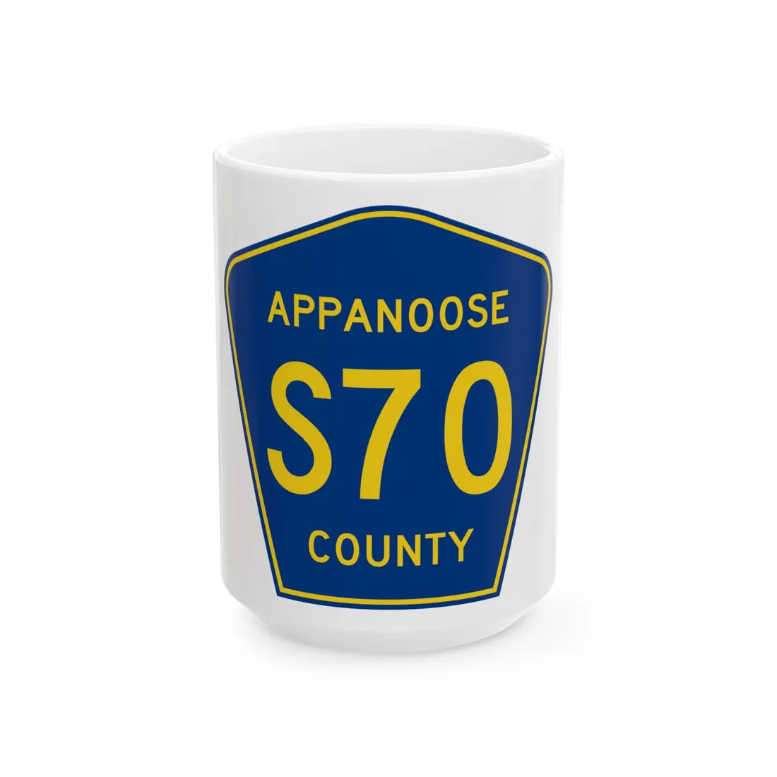 Appanoose County Route S70 IA (Iowa) (Road Sign) White Coffee Mug 15oz - Go Mug Yourself