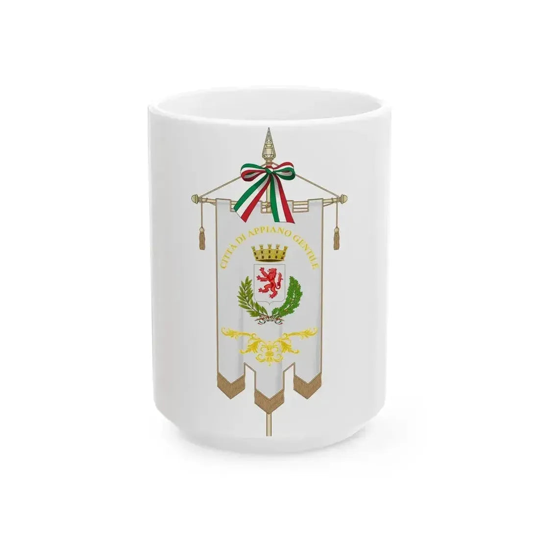 Appiano Gentile-Gonfalone (Italy) White Coffee Mug 15oz - Go Mug Yourself