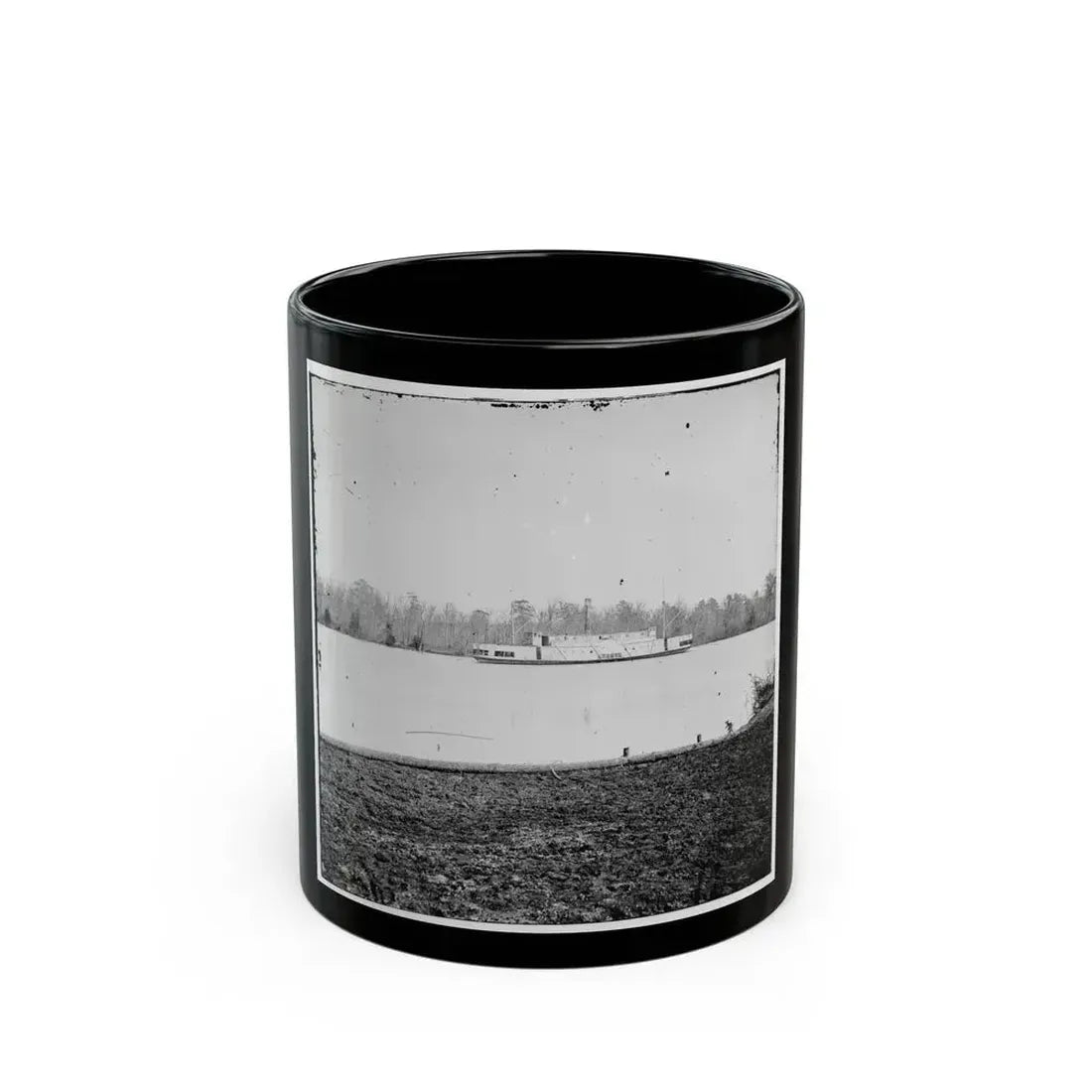 Appomattox River, Virginia. Boat On The Appomattox River (U.S. Civil War) Black Coffee Mug 11oz - Go Mug Yourself