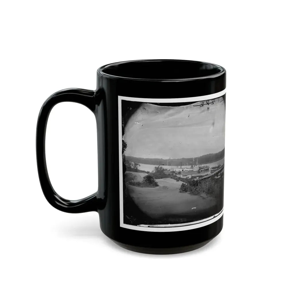 Appomattox River, Virginia. Medical Supply Boat Planter (U.S. Civil War) Black Coffee Mug - Go Mug Yourself
