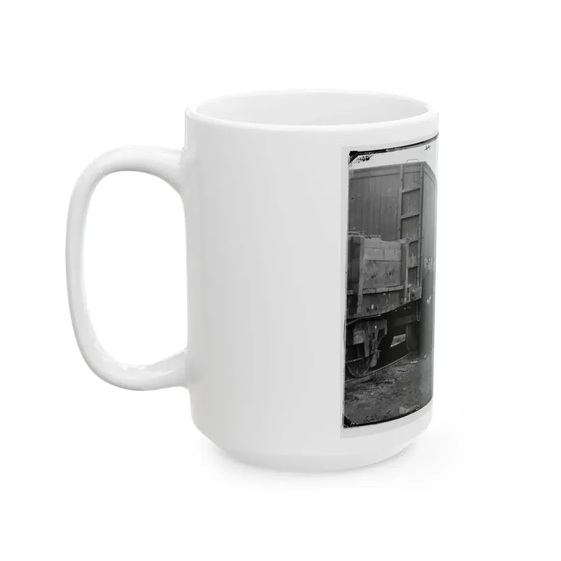 Aquia Creek Landing, Va. Clerks Of The Commissary Depot By Railroad Car And Packing Cases (U.S. Civil War) White Coffee Mug - Go Mug Yourself