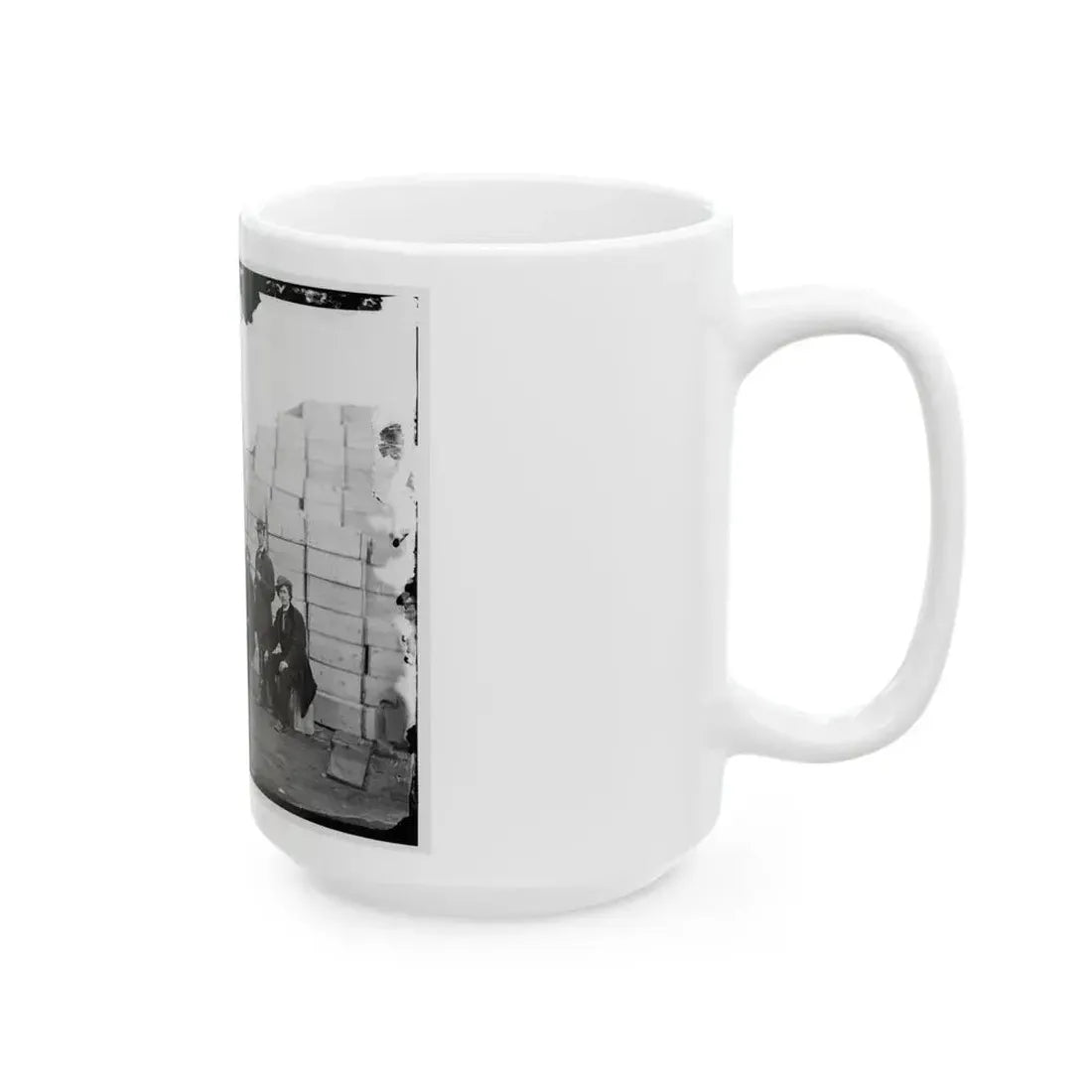 Aquia Creek Landing, Va. Clerks Of The Commissary Depot By Railroad Car And Packing Cases (U.S. Civil War) White Coffee Mug - Go Mug Yourself