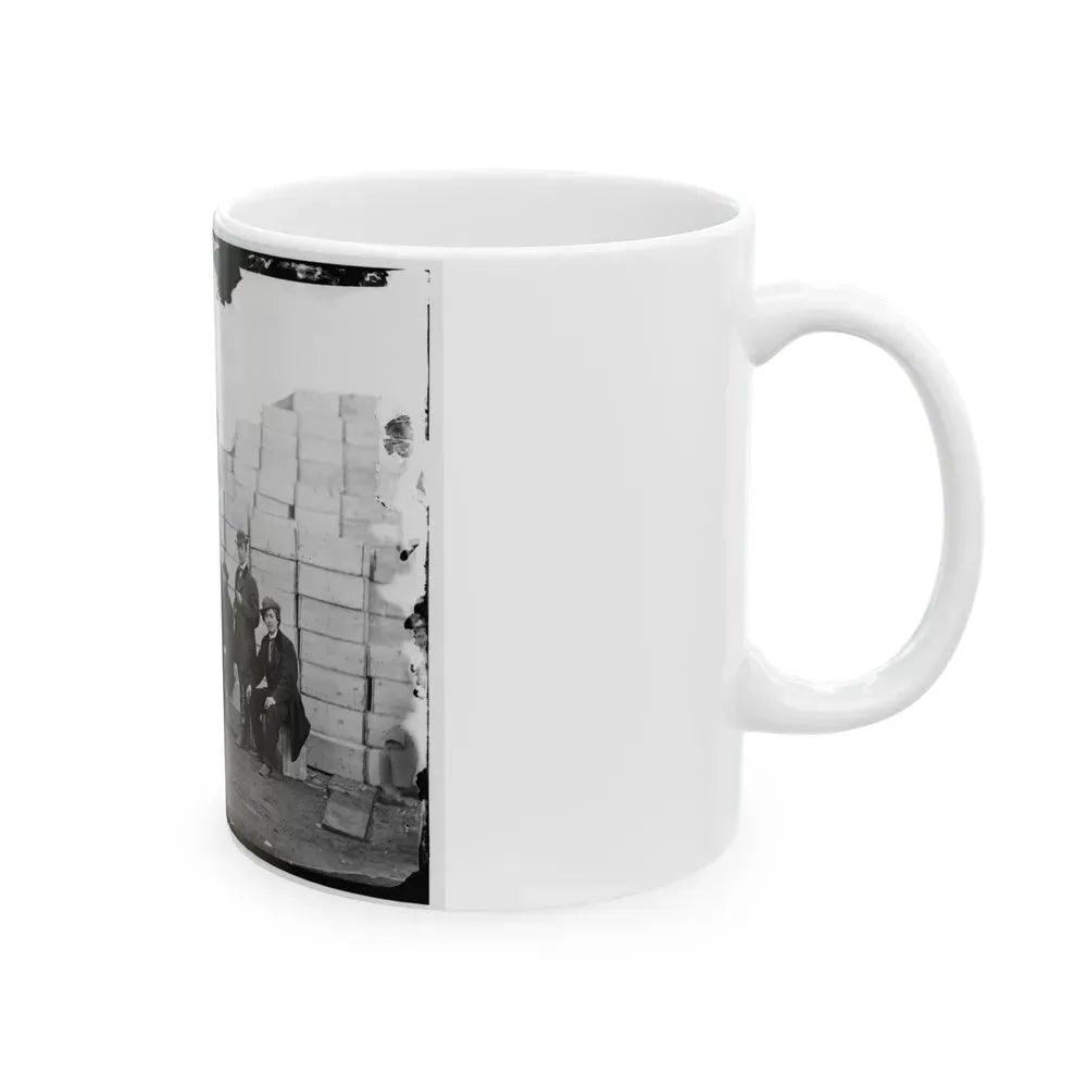 Aquia Creek Landing, Va. Clerks Of The Commissary Depot By Railroad Car And Packing Cases (U.S. Civil War) White Coffee Mug - Go Mug Yourself