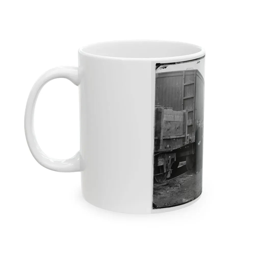 Aquia Creek Landing, Va. Clerks Of The Commissary Depot By Railroad Car And Packing Cases (U.S. Civil War) White Coffee Mug - Go Mug Yourself