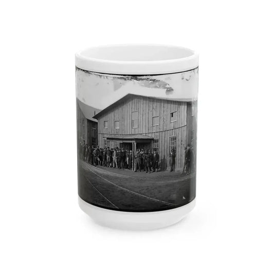 Aquia Creek Landing, Va. Personnel In Front Of Quartermaster's Office (U.S. Civil War) White Coffee Mug 15oz - Go Mug Yourself