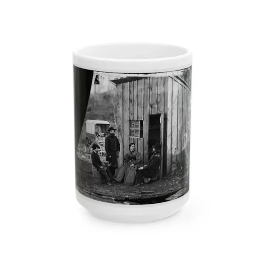 Aquia Creek Landing, Virginia (Vicinity). Group At Captain W.S. Hall's Wagon Camp (U.S. Civil War) White Coffee Mug 15oz - Go Mug Yourself
