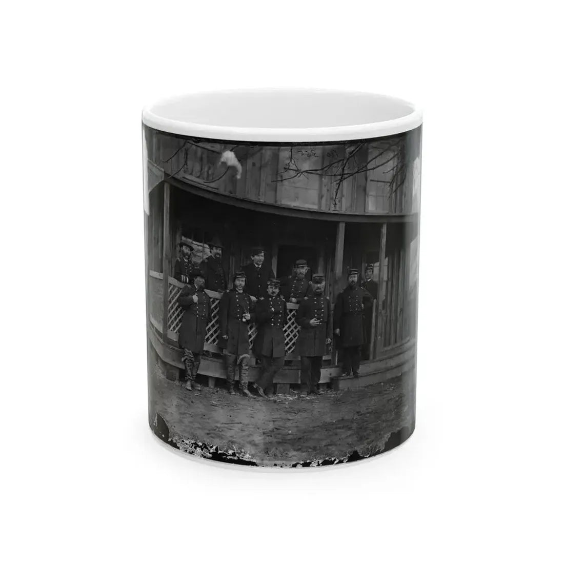 Aquia Creek, Virginia. Group Standing In Front Of Hospital (U.S. Civil War) White Coffee Mug 11oz - Go Mug Yourself