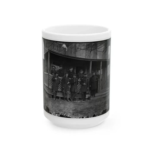Aquia Creek, Virginia. Group Standing In Front Of Hospital (U.S. Civil War) White Coffee Mug 15oz - Go Mug Yourself