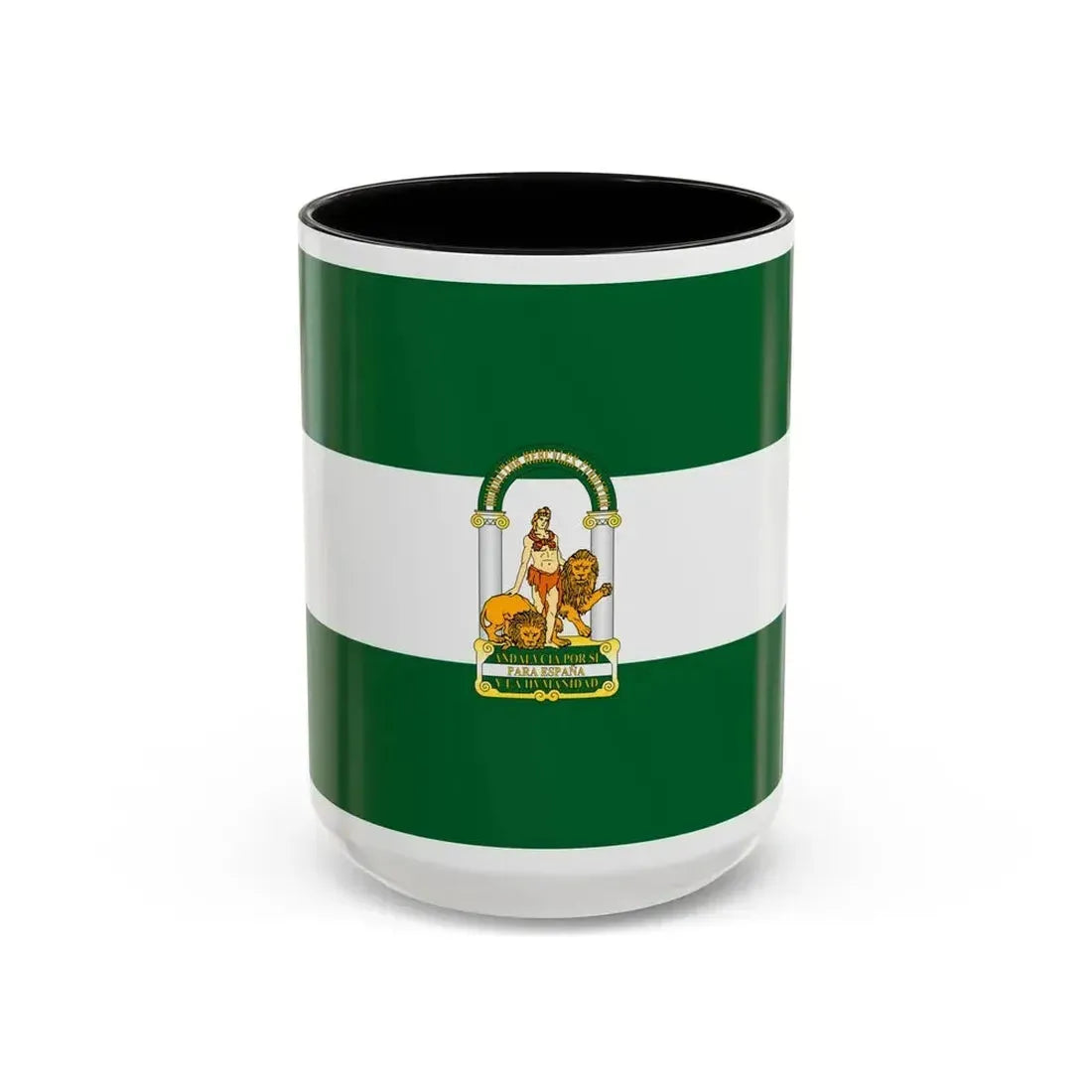 Arbonaida the Flag of Andalusia Spain - Accent Coffee Mug 15oz Black - Go Mug Yourself