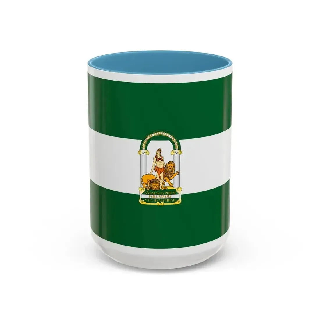 Arbonaida the Flag of Andalusia Spain - Accent Coffee Mug 15oz Light Blue - Go Mug Yourself
