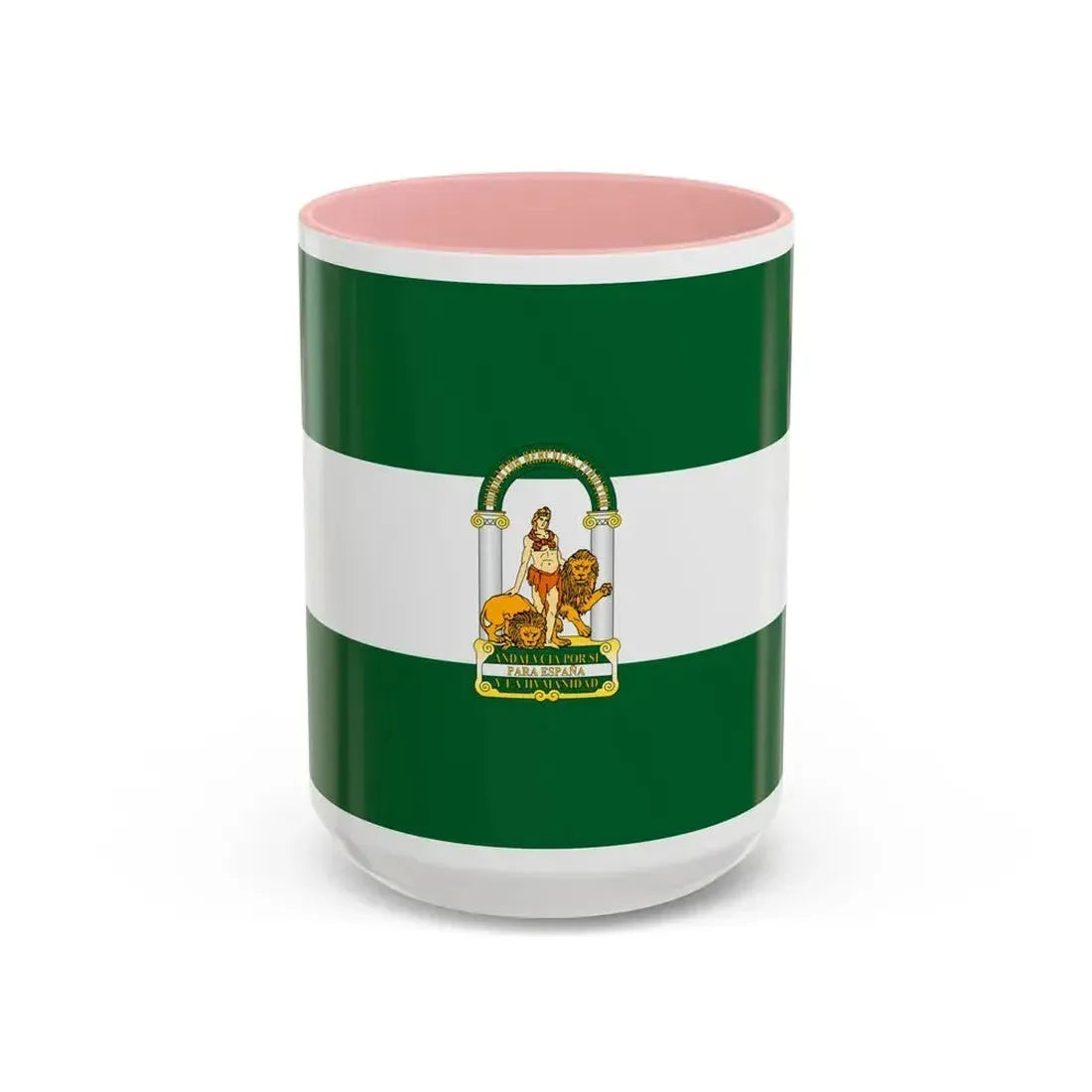 Arbonaida the Flag of Andalusia Spain - Accent Coffee Mug 15oz Pink - Go Mug Yourself