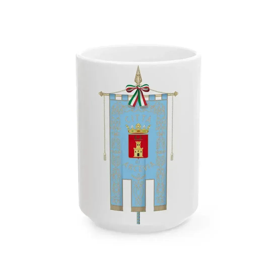 Arcevia-Gonfalone (Italy) White Coffee Mug 15oz - Go Mug Yourself