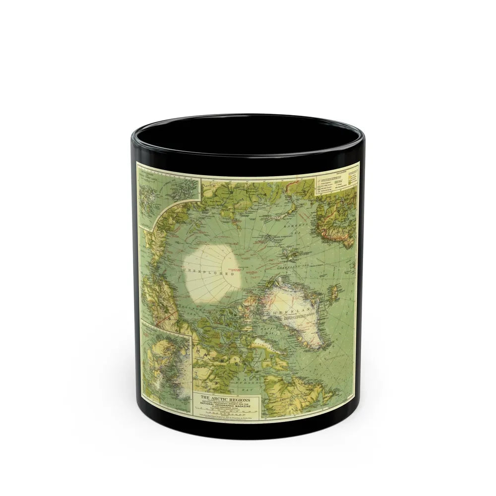 Arctic Regions (1925) (Map) Black Coffee Mug-11oz-Go Mug Yourself