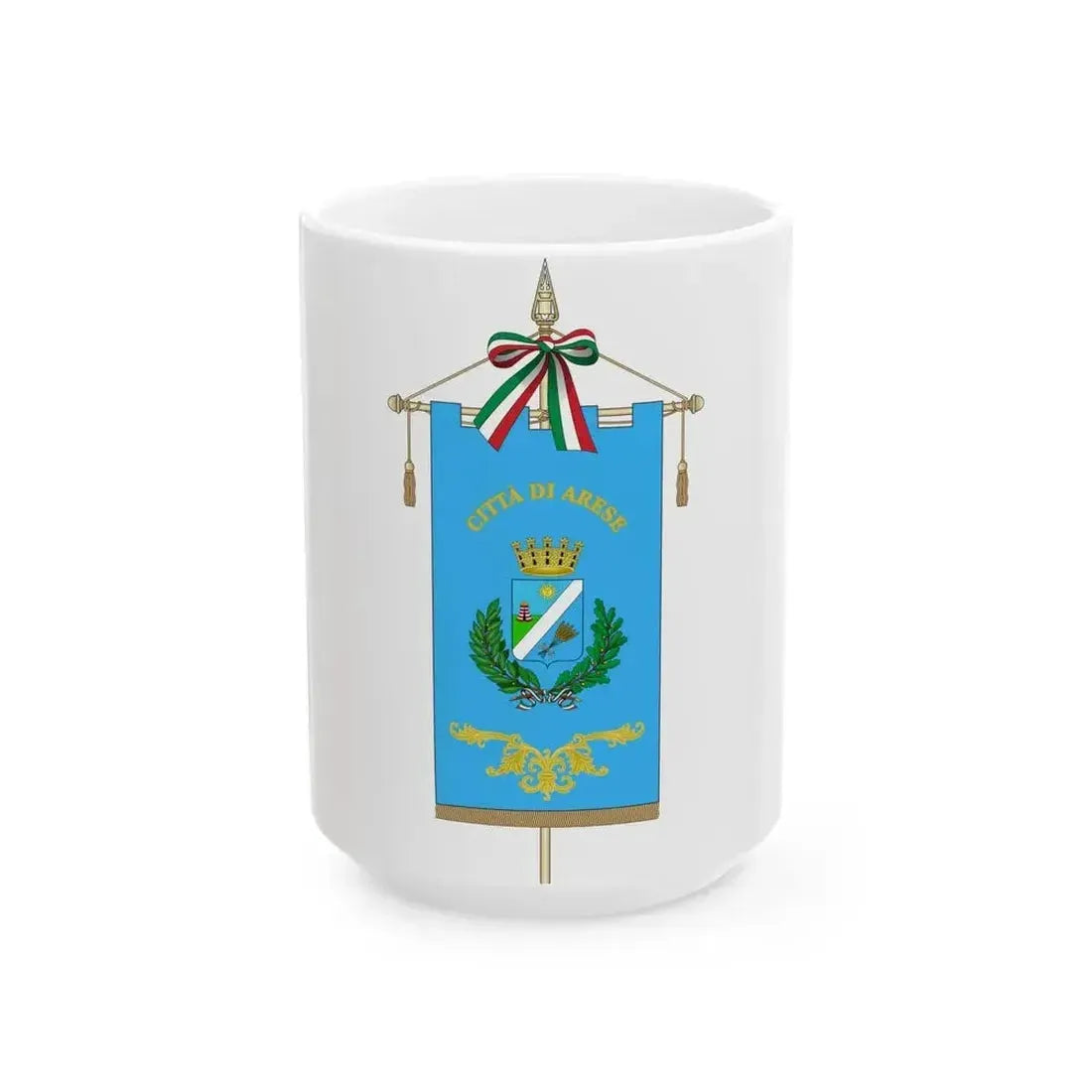 Arese-Gonfalone (Italy) White Coffee Mug 15oz - Go Mug Yourself