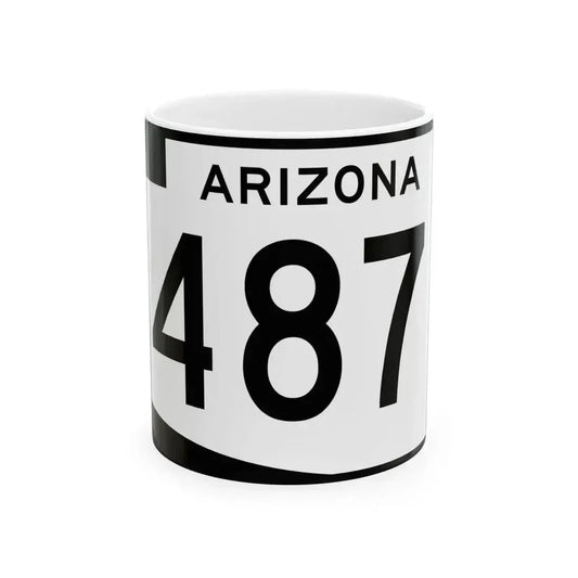 Arizona 487 (Arizona) (Road Sign) White Coffee Mug 11oz - Go Mug Yourself