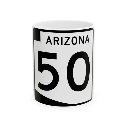 Arizona 50 (Arizona) (Road Sign) White Coffee Mug 11oz - Go Mug Yourself