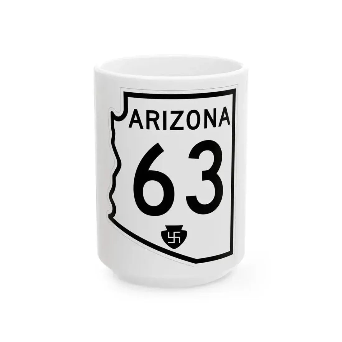 Arizona 63 1956 (Arizona) (Road Sign) White Coffee Mug 15oz - Go Mug Yourself