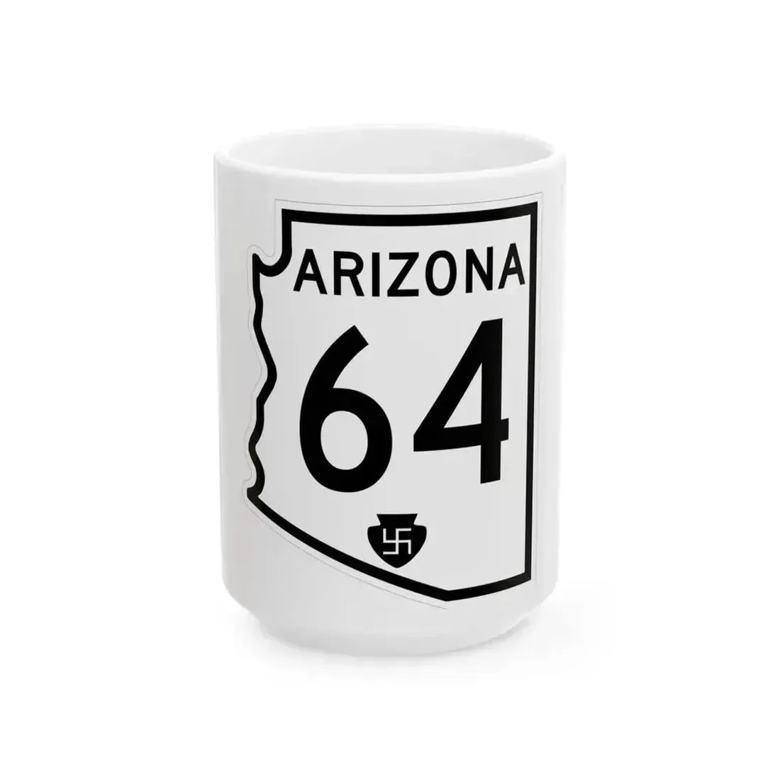 Arizona 64 1956 (Arizona) (Road Sign) White Coffee Mug 15oz - Go Mug Yourself